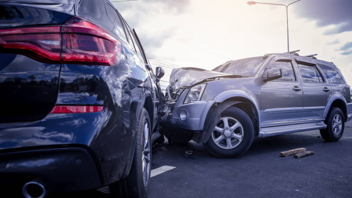 Car crash dangerous accident on the road.