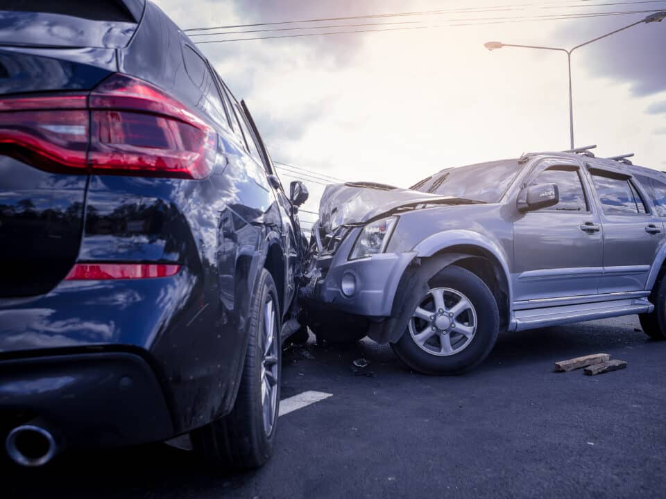 Car crash dangerous accident on the road.